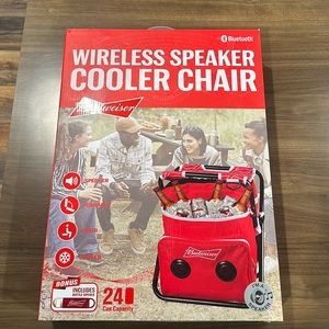 BRAND NEW!! BUDWEISER LIGHT BLUETOOTH FOLDING CHAIR W/ COOLER & SPEAKER
